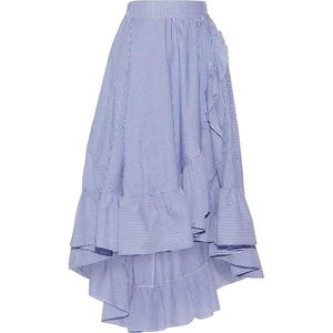 MAJE Stripe Print Poplin Ruffle Wrap-Effect Midi